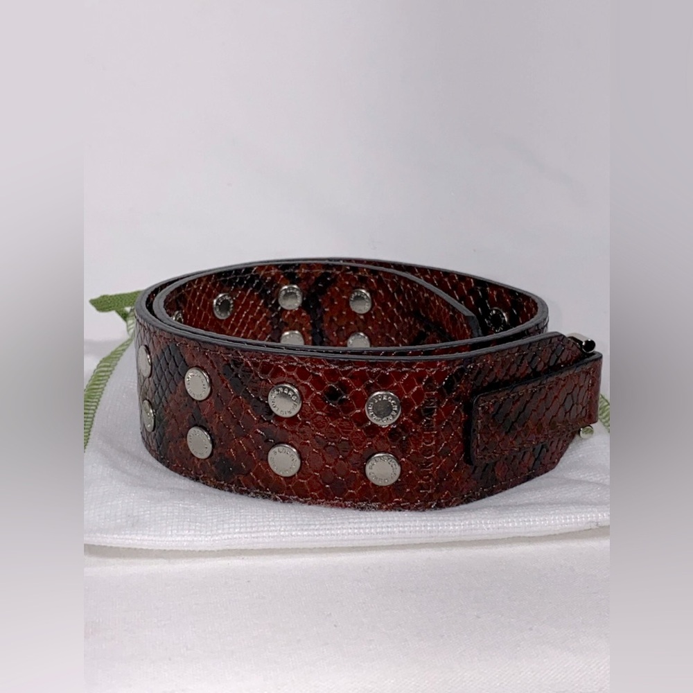 Longchamp FAUX SNAKESKIN STUDDED SHORT LEATHER BAG STRAP 27” x 1.5” NWOT